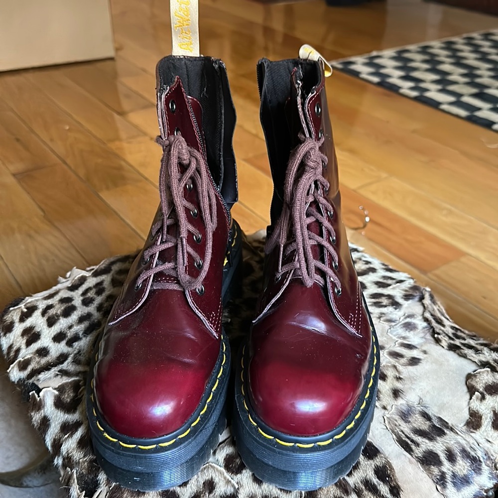 Dr Martens deep red lace up boots